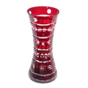 Kristallvase, Glasschneiderbehälter, Bohemia Rote Sanduhrvase, Vintage Wohnkultur, Elegantes Herzstück Zur Präsentation